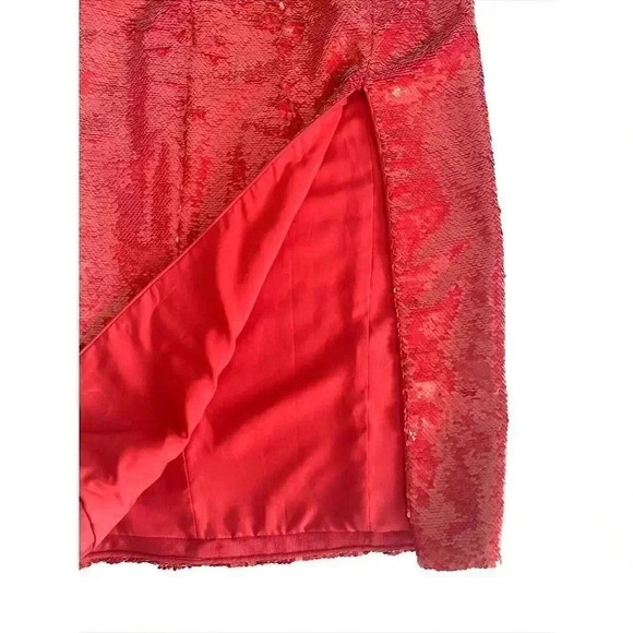 H:OURS Cesca RED Sequin Strapless Dress Size 0 XXS Valentine's Day Sexy Bodycon - Picture 3 of 11